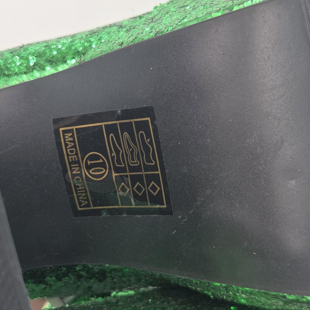 Shoes Womens Size 10 Green Glitter Platform Shamrock St Patricks Day Leprechaun - Picture 11 of 16
